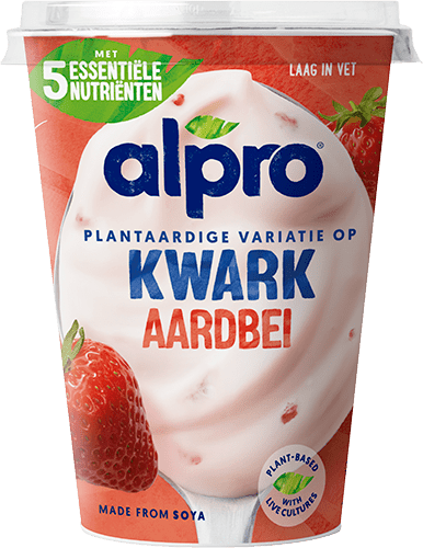 Plantaardige variatie op kwark Aardbei