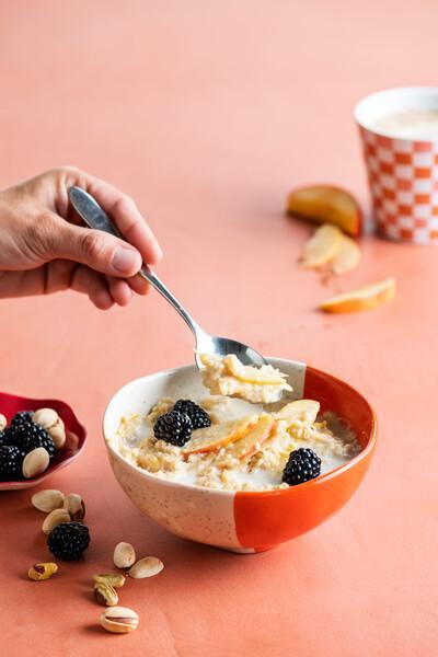 Papas de aveia com maçã