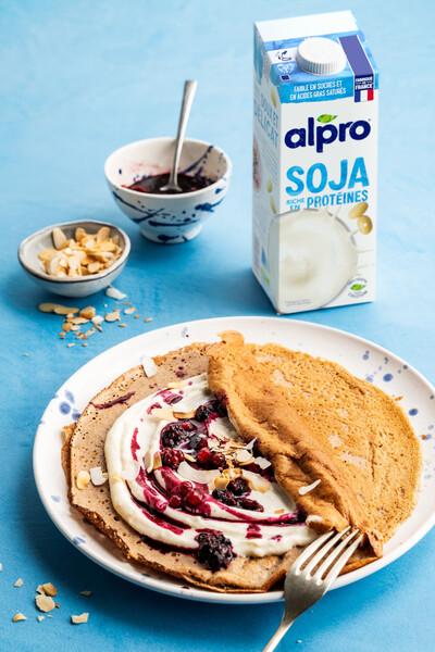 Crêpes végétales aux fruits rouges (sans lait)