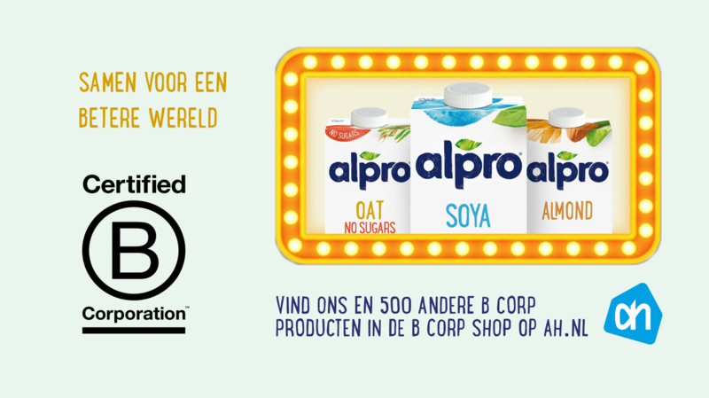 Albert Heijn verwelkomt Alpro in zijn virtuele B Corp schap