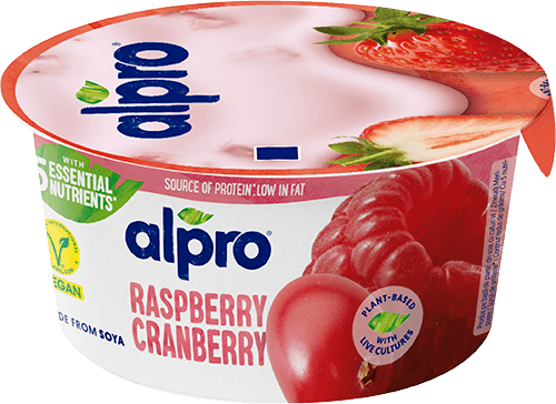 Málnás-vörösáfonyás szójagurt joghurtkultúrával