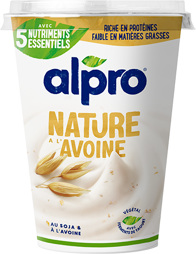 Alternative végétale au yaourt nature à l'avoine