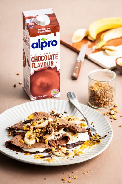 Crêpes végétales au chocolat & à la banane